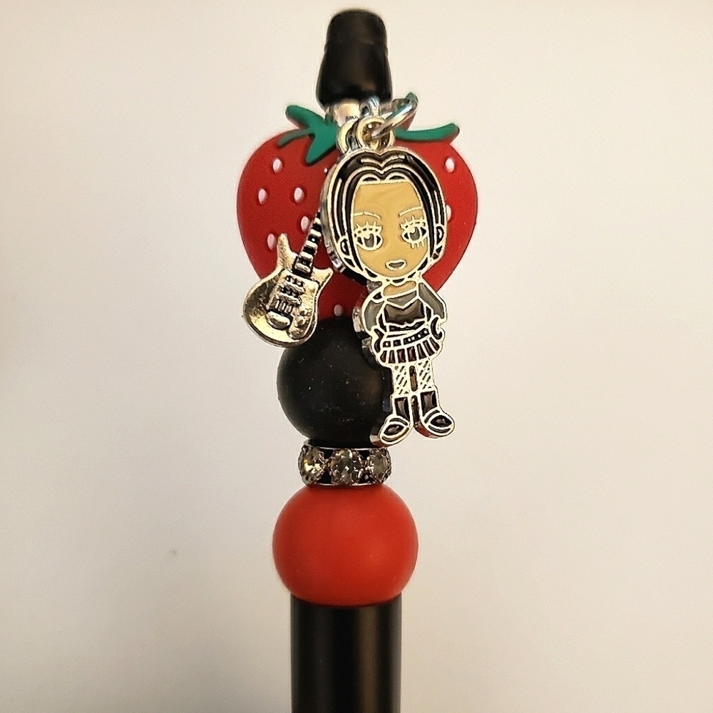Handmade Beaded Nana Osaki Anime Strawberry Silicone Focal Bead Pen